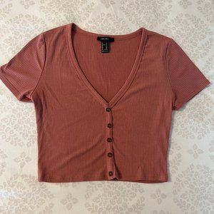 Forever 21 v-neck crop top | Peach | Medium